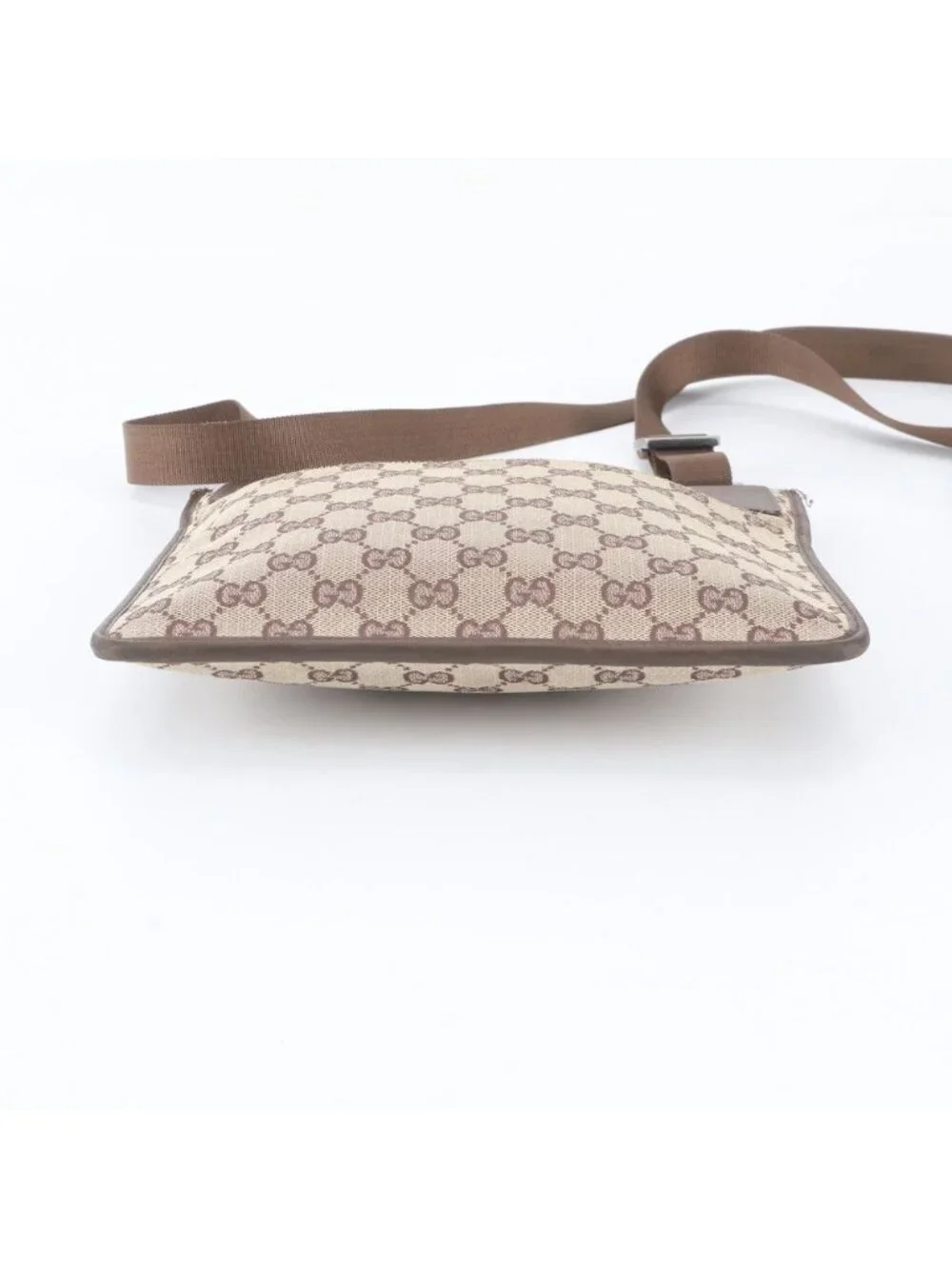 Gucci GG Canvas 019 Leather Shoulder Bag Crossbody Messenger Brown